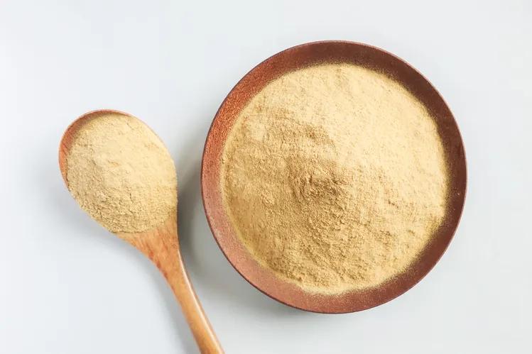 Fine fermented yeast protein powder with complete essential amino acid profile